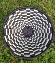 Load image into Gallery viewer, Black & White Damier Basket African Woven Basket Fruit Basket