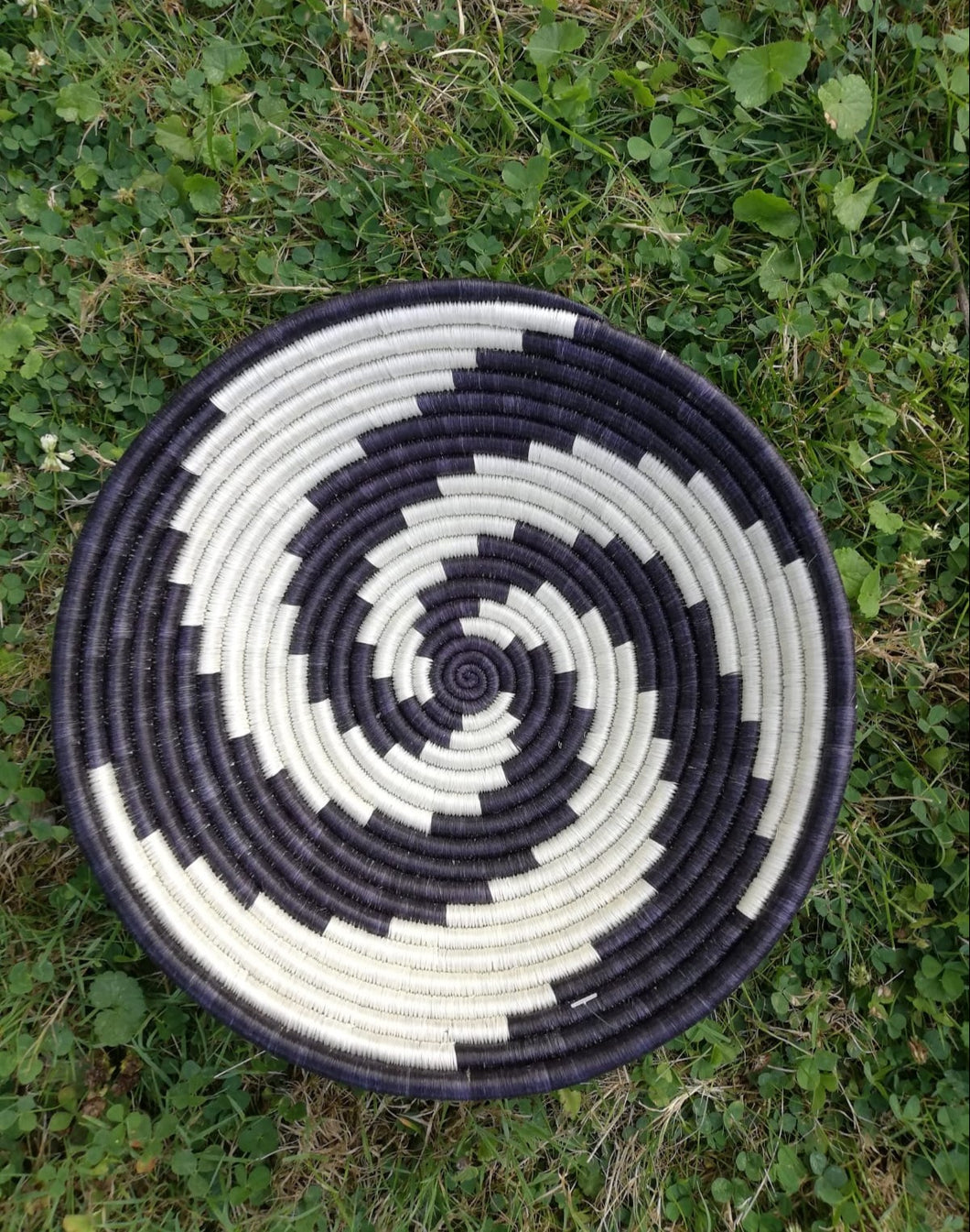 Black & White African Handwoven Basket Hanging Wall Basket Boho Wall Art Fruit Bowls