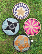 Load image into Gallery viewer, Blue &amp; Black African Handwoven Rwanda Basket
