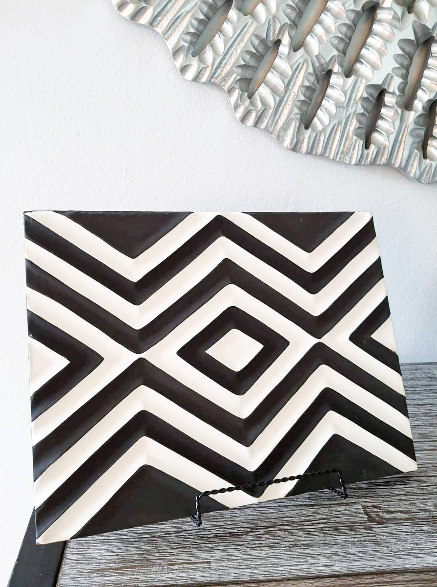 Black & White Imigongo African Rwanda Painting Handcraft Traditional A ...