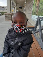Load image into Gallery viewer, LuLu (kids) African Reversible &amp; Reusable Face Mask (Orange Yellow Black)
