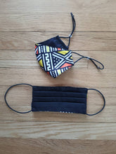 Load image into Gallery viewer, LuLu (kids) African Reversible &amp; Reusable Face Mask (Orange Yellow Black)
