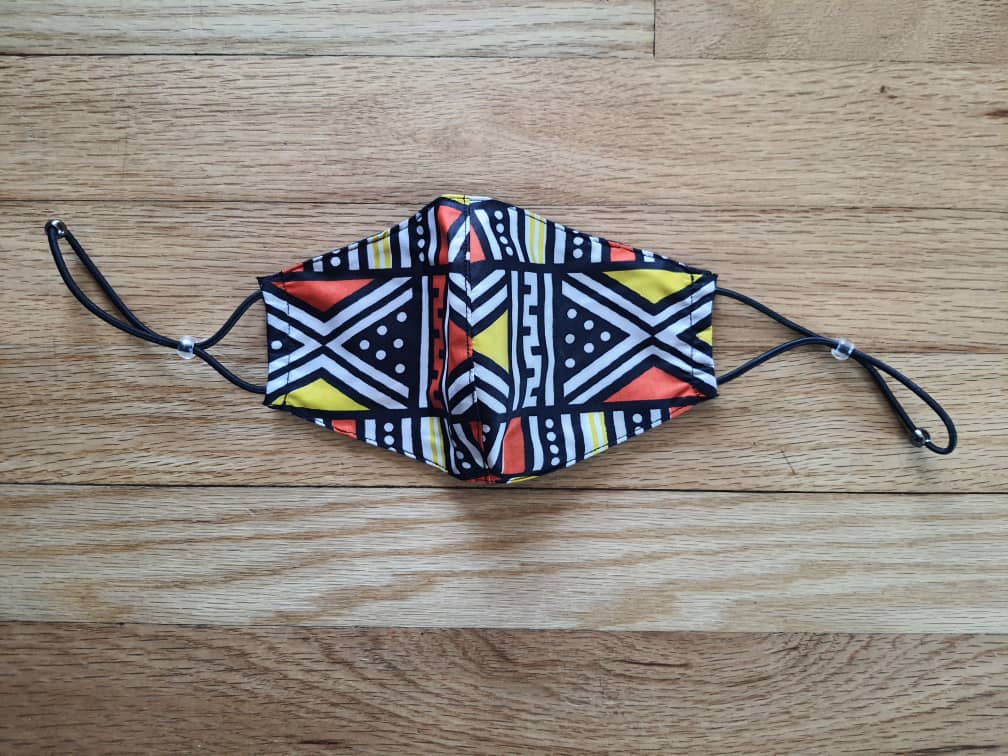 LuLu (kids) African Reversible & Reusable Face Mask (Orange Yellow Black)