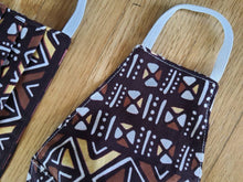 Load image into Gallery viewer, Sopie Muzzle African Print Reversible &amp; Reusable Face Mask (Brown Yellow White)
