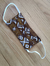 Load image into Gallery viewer, Aya (Set of 2) African Print Reversible &amp; Reusable Face Mask (Brown Mustard White)
