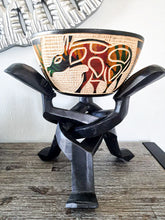 Load image into Gallery viewer, African Handmade Tripod Stand &amp; Handcraft Animal print Bowl
