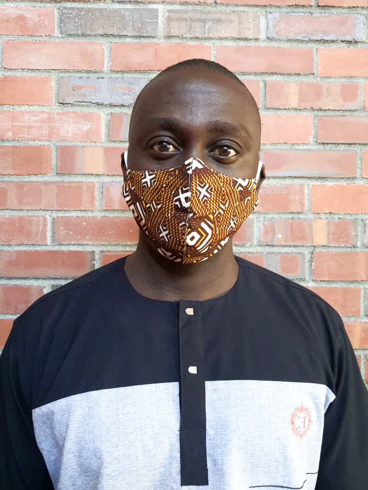 Aya Muzzle African Print Reversible & Reusable Face Mask (Brown Mustard White)