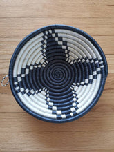 Load image into Gallery viewer, Black &amp; White African Handwoven Rwanda Hanging Wall Basket
