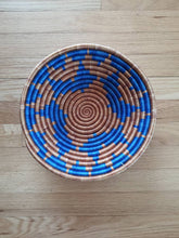 Load image into Gallery viewer, Royal Blue &amp; Brown African Rwanda Wall Hanging Handwoven Basket
