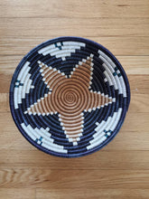 Load image into Gallery viewer, Star Black Brown &amp; White African Handwoven Rwanda Basket Hanging Wall Basket
