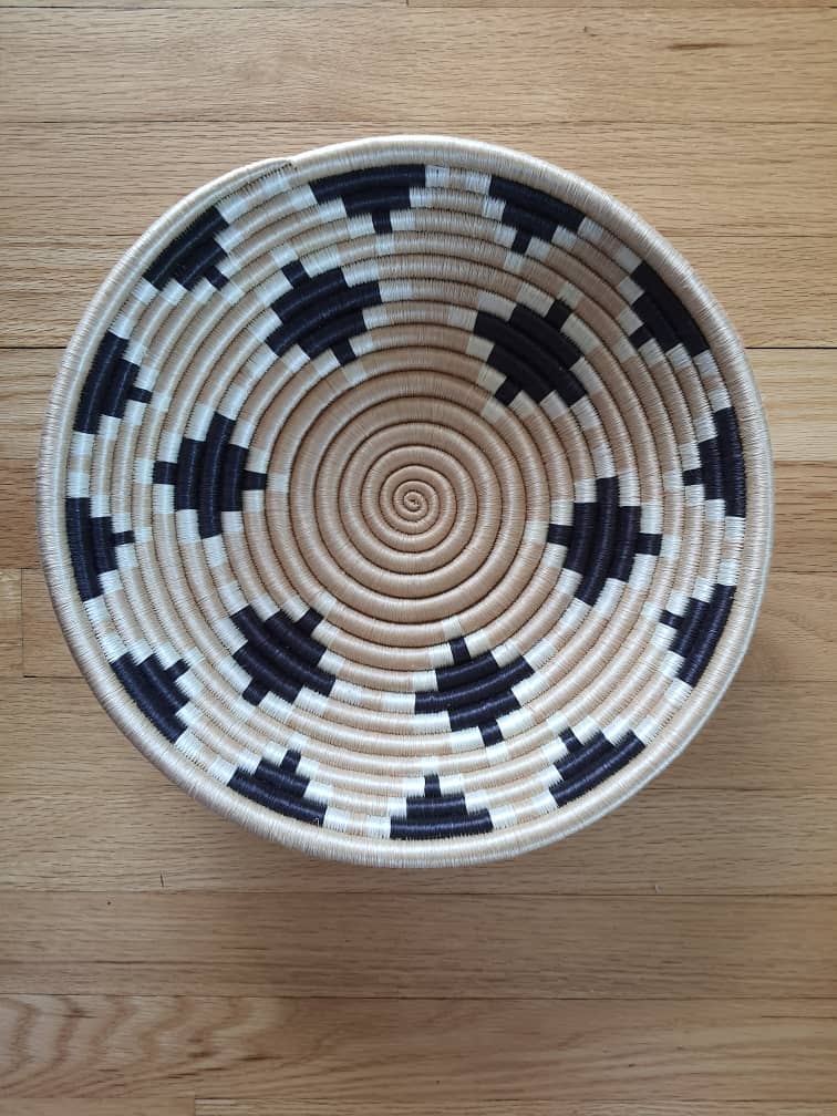 Beige, Black & White Point Noir African Woven Basket