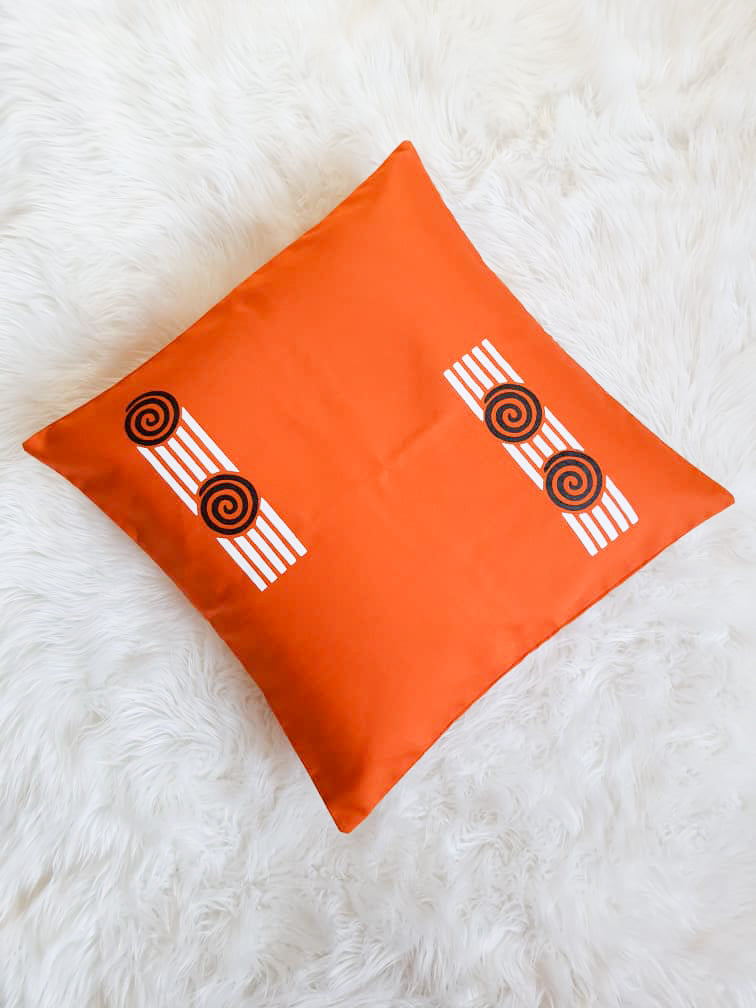 Orange & White Boho Decorative Throw Pillow Cover - Modern Collection