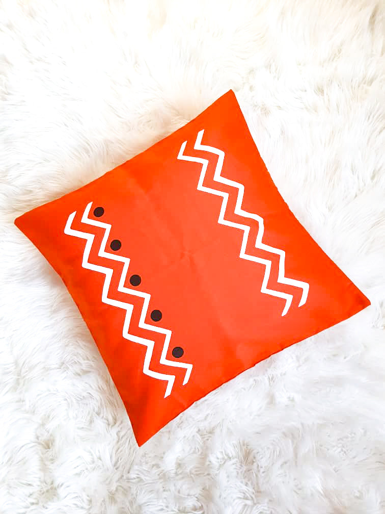 Orange & White African Boho Decorative Throw Pillow Cover - Modern Collection