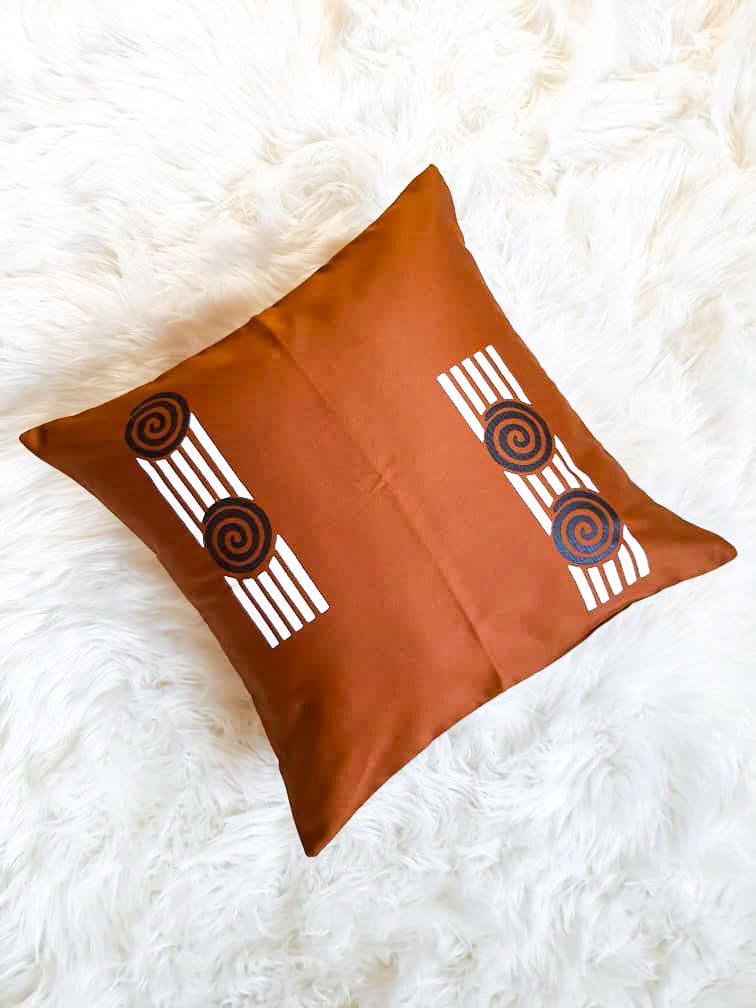 Brown & white Boho Decorative Throw Pillow Cover - Modern Collection