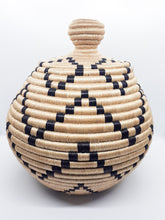 Load image into Gallery viewer, Lidded Beige and Black Basket
