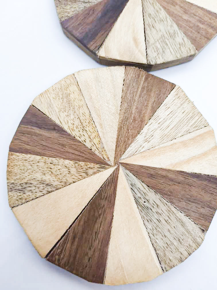 Wood Coasters Set of 4- Non Slip absorbent Coasters Rustic Home Decor