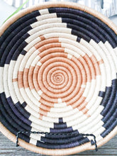 Load image into Gallery viewer, Black, Beige &amp; Brown African Handwoven Rwanda Basket Hanging Wall Basket
