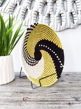Load image into Gallery viewer, Light Green, White &amp; Black African Handwoven Hanging Wall Basket
