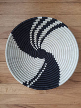 Load image into Gallery viewer, White and Black Rwanda Basket/ Hanging wall basket/ Boho wall art/ Fruit bowl/ Woven African Basket
