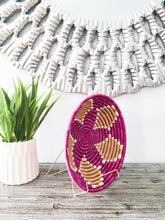 Load image into Gallery viewer, Pink, White and Beige African Handwoven Basket Hanging Wall Basket
