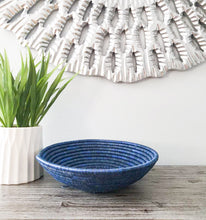 Load image into Gallery viewer, Navy Blue, Blue &amp; White African Boho Handwoven Basket Hanging Wall Basket
