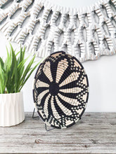 Load image into Gallery viewer, White, Gray and Dark Blue African woven Rwanda Basket Boho Basket

