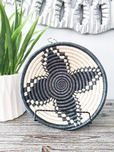 Load image into Gallery viewer, Black &amp; White African Handwoven Rwanda Hanging Wall Basket
