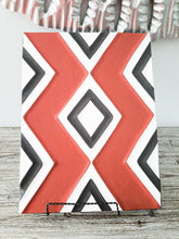Load image into Gallery viewer, Black, Red &amp; White Imigongo Rwanda Painting/ African Handcraft Wall Decor/ Traditional African Art Work/ Unique African Pattern
