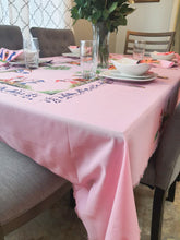 Load image into Gallery viewer, Pink African Table Linen / Unique Decorative Table Cloth/ Tribal Table Cloth/ Hand Painted/ Authentic Boho Table Cloth/Valentine&#39;s day Deco

