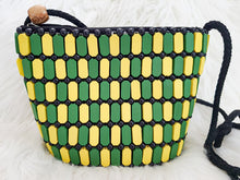 Load image into Gallery viewer, Green Yellow Mini Crossbody Boho Beaded Handbag/ Handmade Handbag
