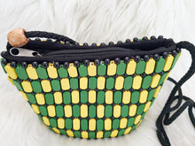 Load image into Gallery viewer, Green Yellow Mini Crossbody Boho Beaded Handbag/ Handmade Handbag

