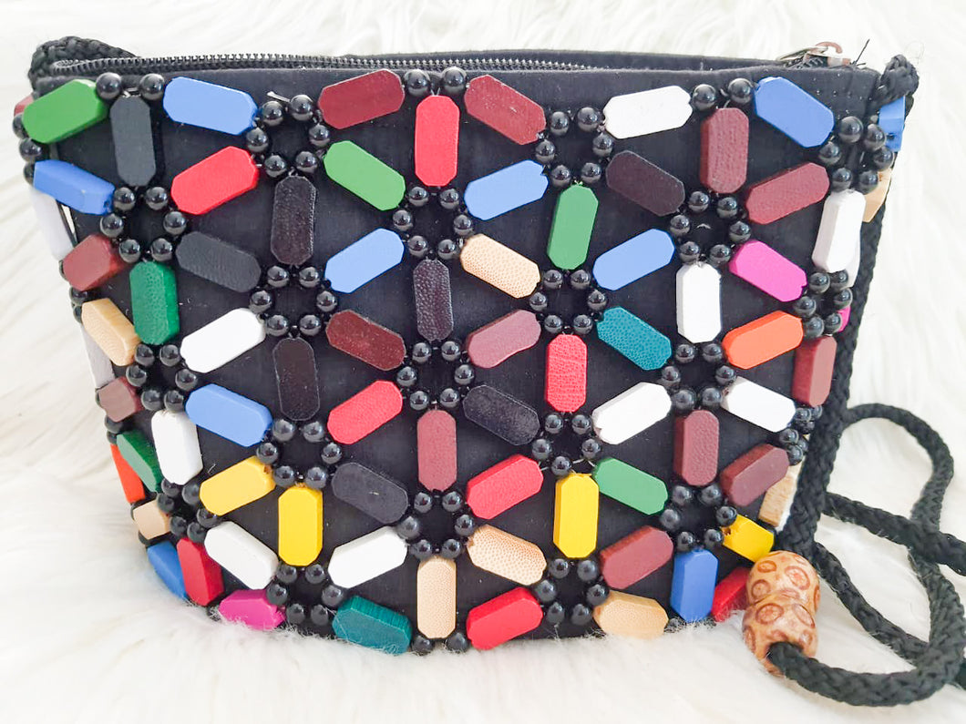 Colorful Mini Crossbody Boho Beaded Handbag/ Handmade Handbag