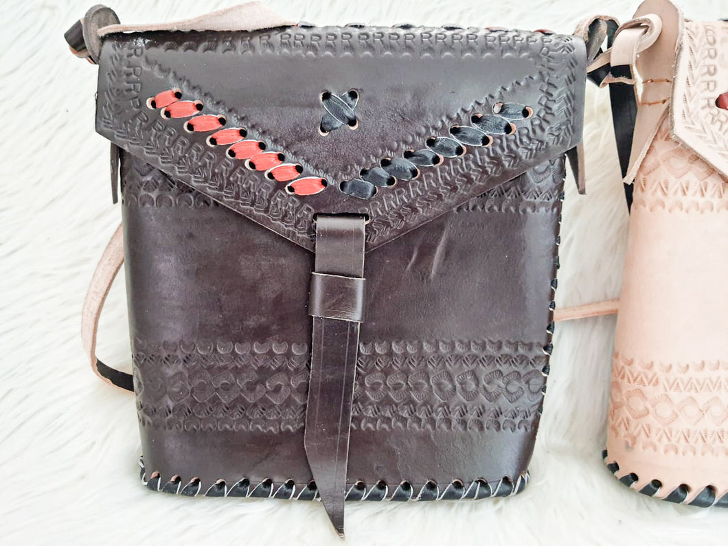 100% Leather Crossbody Bag - Boho Handbag