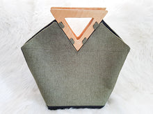 Load image into Gallery viewer, African Handmade Handbag- Olive Green Boho Handbag With Wooden Handle
