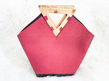 Load image into Gallery viewer, African Handmade Handbag -Red Wine Boho Handbag With Wooden Handle
