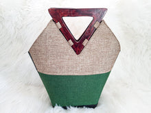 Load image into Gallery viewer, African Handbag/ Green &amp; Nature Brown Bag/ Handmade Handbag/ Boho Handbag/  Gift For Mom Or Friend/  Wooden Handle Handbags
