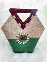 Load image into Gallery viewer, African Handbag/ Green &amp; Nature Brown Bag/ Handmade Handbag/ Boho Handbag/  Gift For Mom Or Friend/  Wooden Handle Handbags
