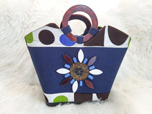 Load image into Gallery viewer, African Handbag/ White &amp; Blue Bag/ Handmade Handbag/ Boho Handbag/  Gift For Mom Or Friend/  Wooden Handle Handbags
