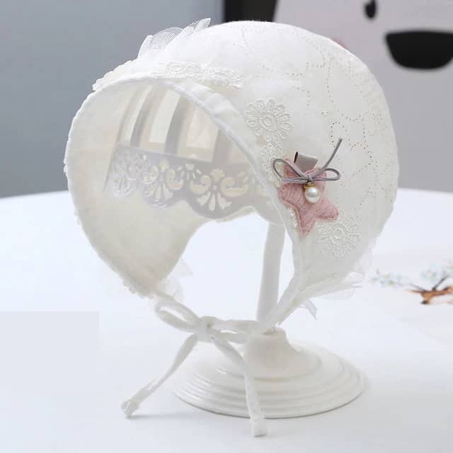 Cotton Lace Flower Newborn Hat- Adorable Baby Girls Beanies- Infant Hat