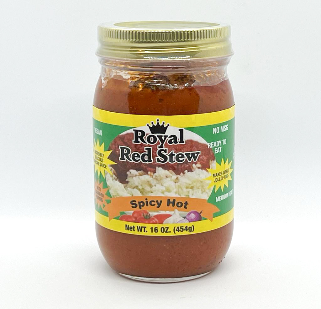 Royal Red Stew Sauce Spicy HOT- Ready to Eat Sauce- Vegan Friendly Sauce- 16oz Jar