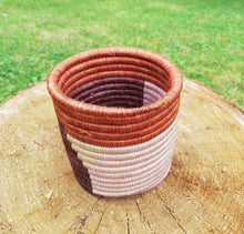 Load image into Gallery viewer, Brown, Light Brown and Rose Gold Handwoven African Planter
