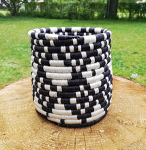 Load image into Gallery viewer, Black and White Handwoven African Planter
