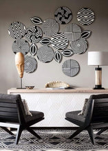 Load image into Gallery viewer, Black &amp; White Imigongo African Rwanda Painting Handcraft Traditional Wall Art Décor  Work
