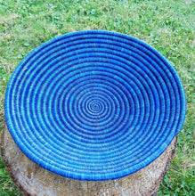 Load image into Gallery viewer, Navy Blue, Blue &amp; White African Boho Handwoven Basket Hanging Wall Basket
