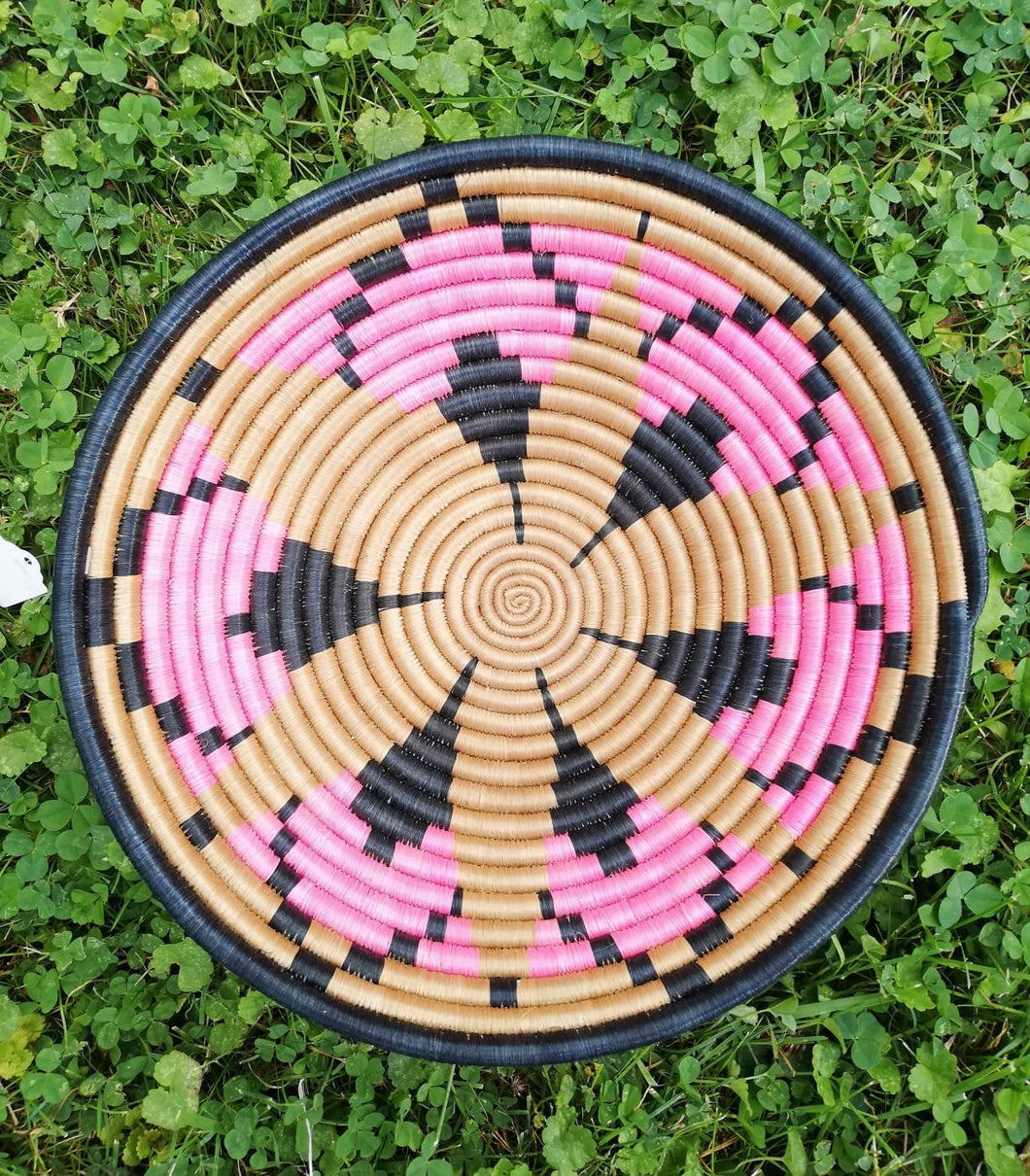 Pink, Black & Beige Handmade African Handwoven Basket