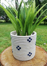 Load image into Gallery viewer, White and Black Handwoven African Baskets/ Planter Baskets/ Flower Vases/ Candle Holders
