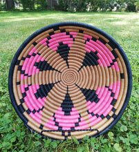 Load image into Gallery viewer, Pink, Black &amp; Beige Handmade African Handwoven Basket
