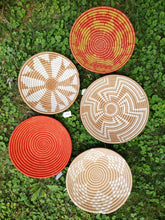 Load image into Gallery viewer, Orange &amp; Gold African Handwoven Rwanda Basket
