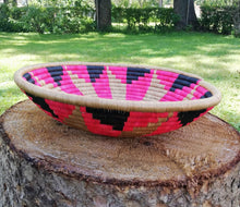 Load image into Gallery viewer, Pink, Gold and Black Basket Storage Basket African Handwoven Basket
