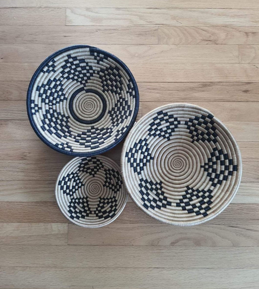 Black & Beige Magic Basket African Decorative basket , Set of 3